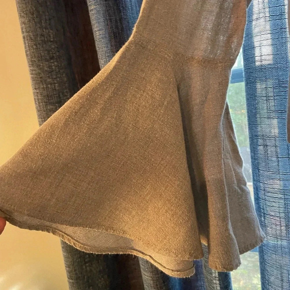 Zara basic embroidered bohemian open back with long tie size M light blue/gray - Picture 3 of 8